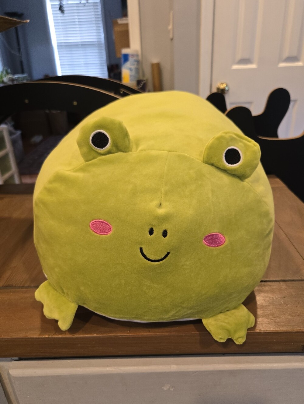 Kawaii Large Green Frog Plush Pillow Green And White